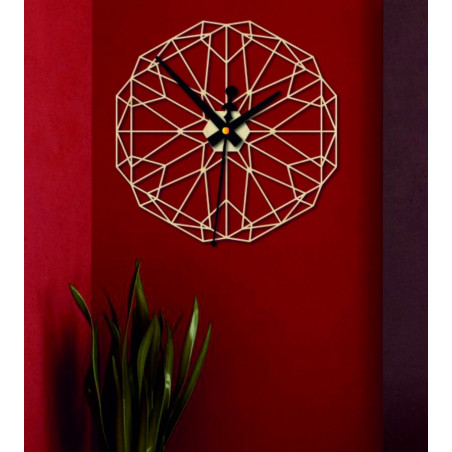 Geometric wall clock made of wooden plywood - CUDO