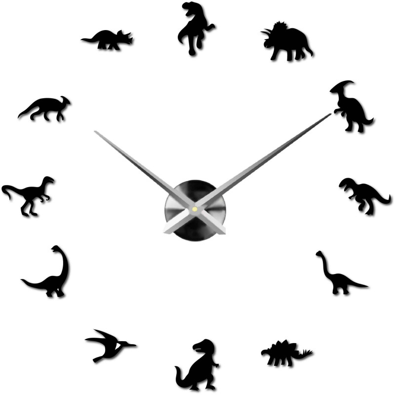 Large dinosaur mirror wall clock