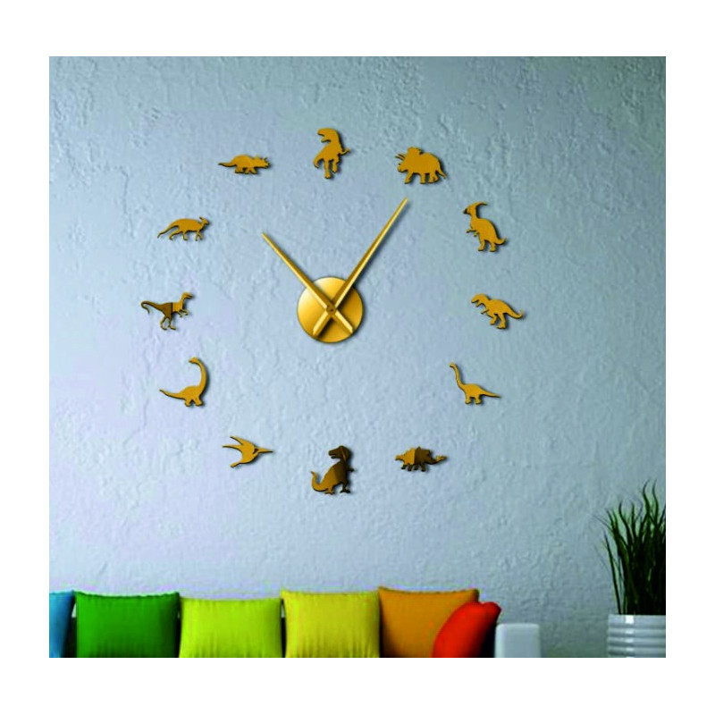 Large dinosaur mirror wall clock