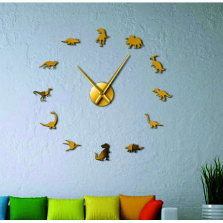 Large dinosaur mirror wall clock