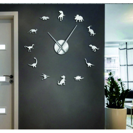 Large dinosaur mirror wall clock