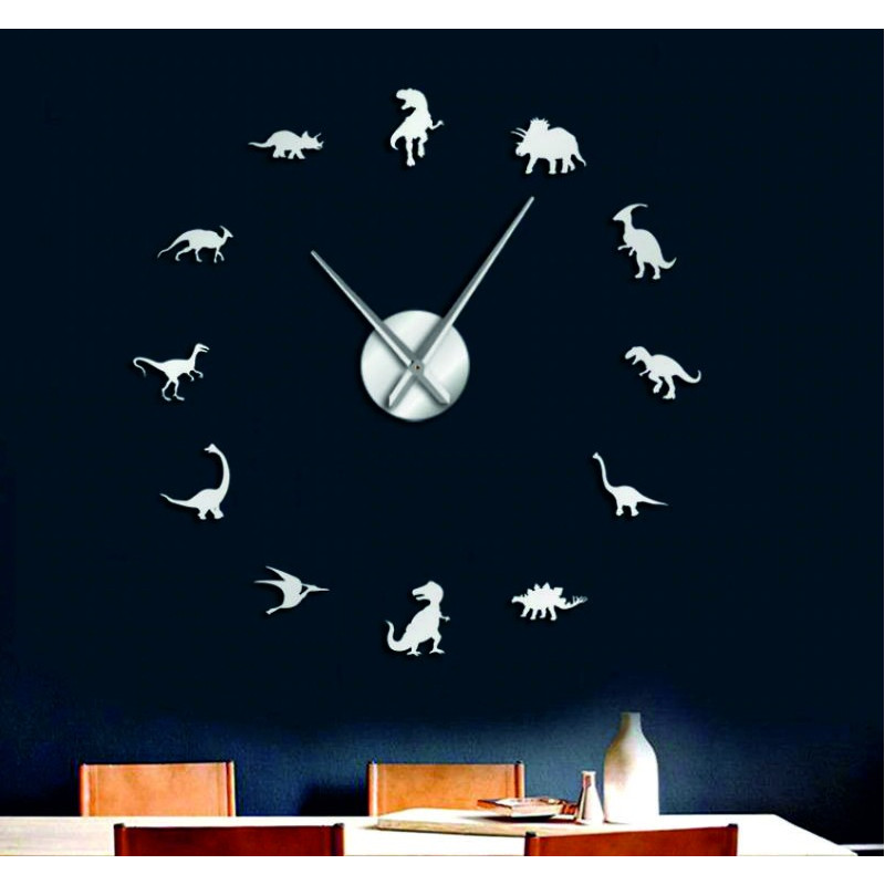 Large dinosaur mirror wall clock