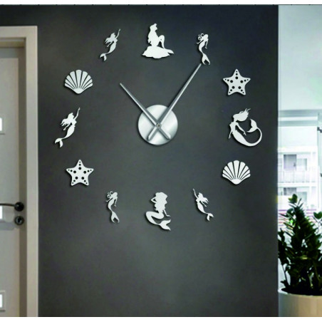 Mirror wall clock fantasy mermaid