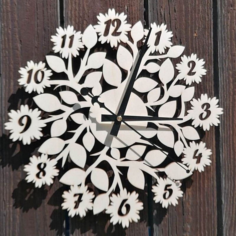 Original clock with numbers, flowers - DVANASKRAS