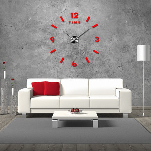 Modern wall clock. Mobiola red.