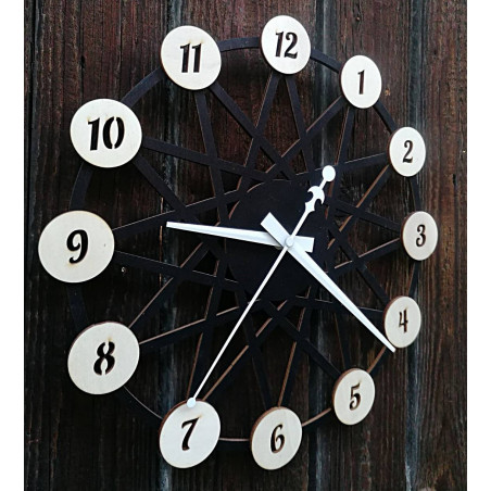 Colored plywood wall clock - color of the front part of the numbers Poplar original, back part color of your choice