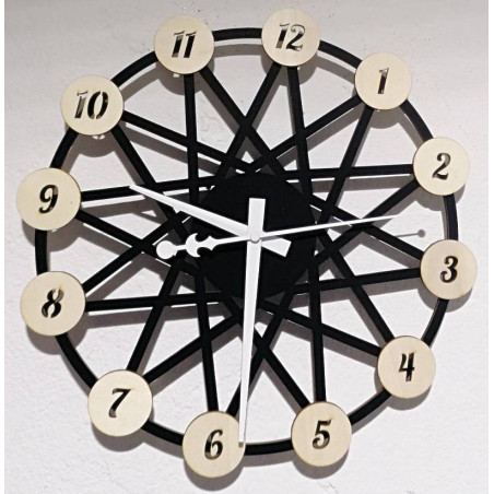 Colored plywood wall clock - color of the front part of the numbers Poplar original, back part color of your choice