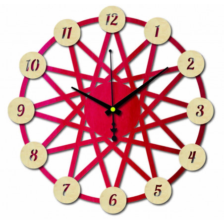Colored plywood wall clock - color of the front part of the numbers Poplar original, back part color of your choice