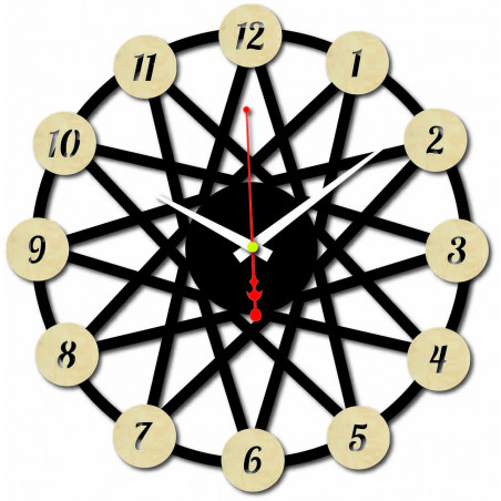 Colored plywood wall clock - color of the front part of the numbers Poplar original, back part color of your choice