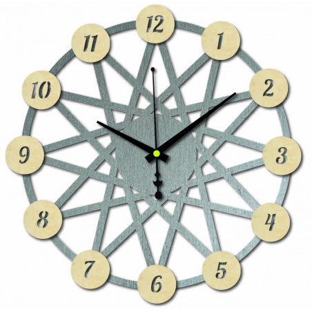 Colored plywood wall clock - color of the front part of the numbers Poplar original, back part color of your choice