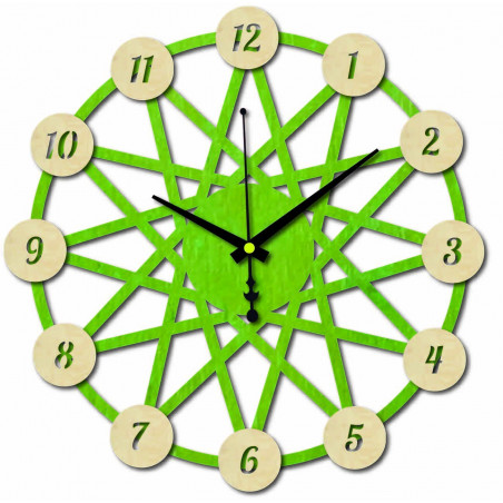Colored plywood wall clock - color of the front part of the numbers Poplar original, back part color of your choice