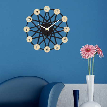 Colored plywood wall clock - color of the front part of the numbers Poplar original, back part color of your choice