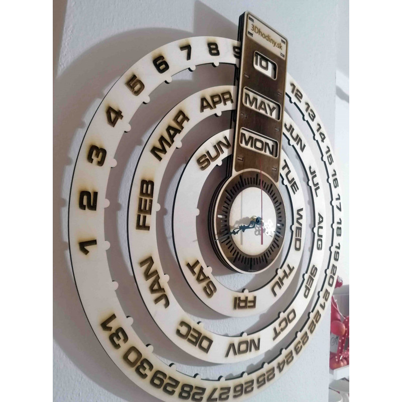 Wooden calendar - engraved wall clock - JOGBEL