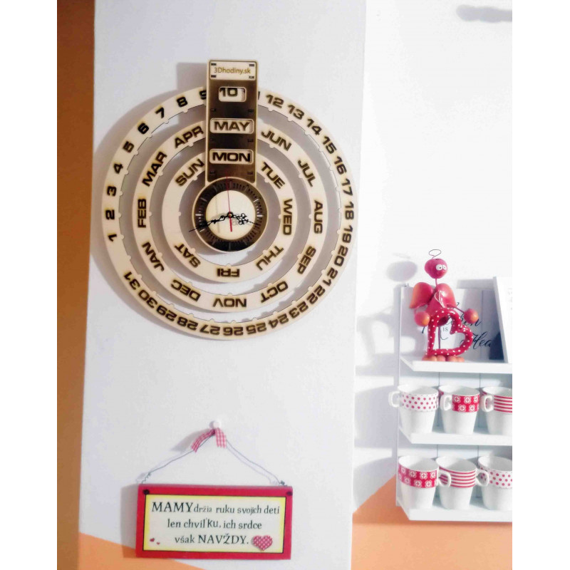 Wooden calendar - engraved wall clock - JOGBEL