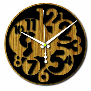 Sentop - Modern wall clock number HDKF019 MDF oak - black 2