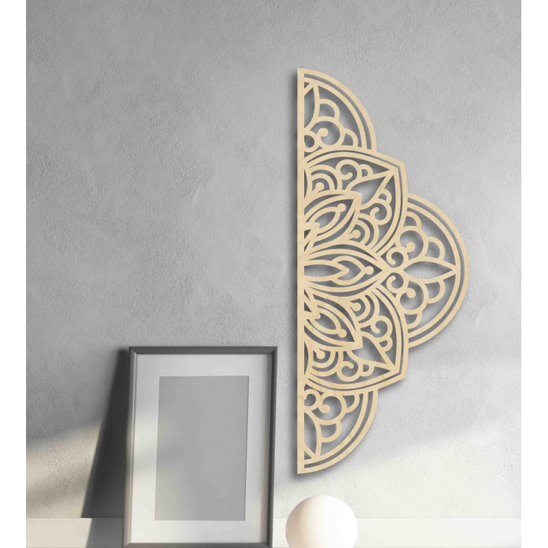 Wooden wall painting half mandala - BOHEMIA