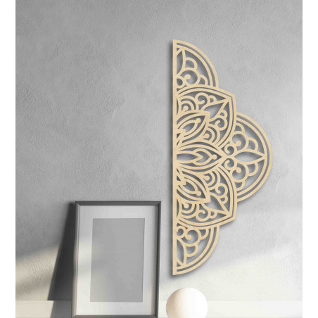 Wooden wall painting half mandala - BOHEMIA