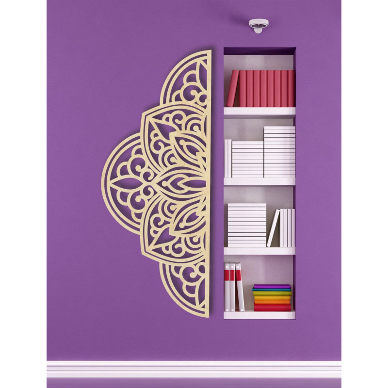 Wooden wall painting half mandala - BOHEMIA