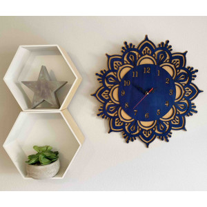 Wooden wall clock blue - double layer 2