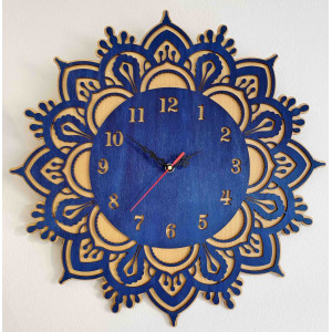 Sentop - Wooden wall clock - model: beech / blue ÚSVIT...