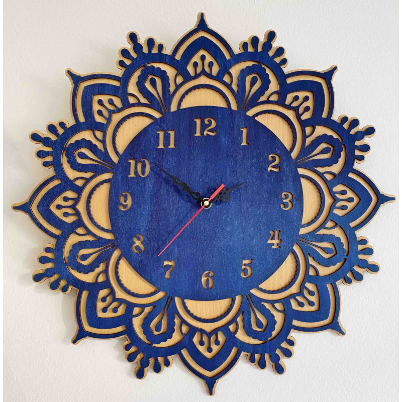 Sentop - Wooden wall clock - model: beech / blue ÚSVIT PR0375