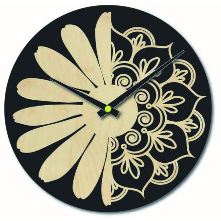 Wooden wall clock flower of life