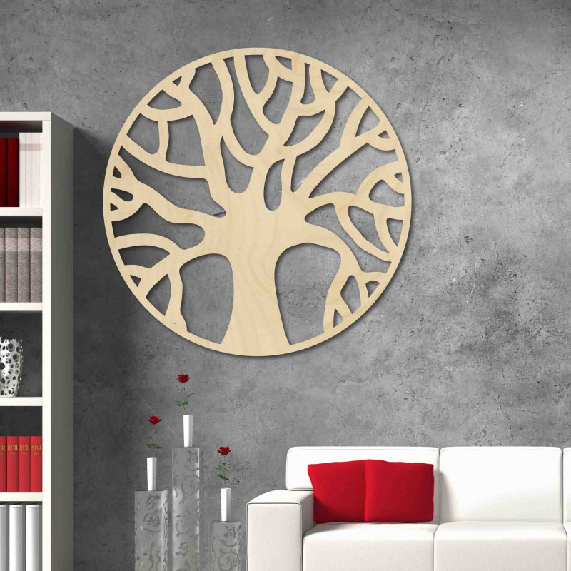 Wooden wall picture of branches in a circle - POCCITT