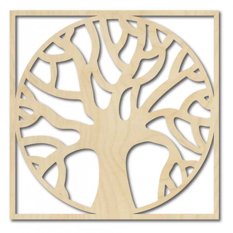 Wooden wall decor of a tree in a circle - POCCITT