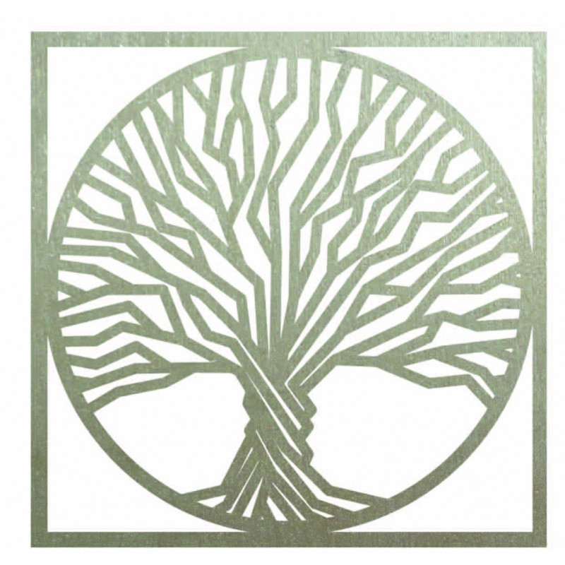 Wooden wall painting tree in a frame