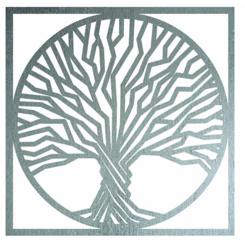 Wooden wall painting tree in a frame