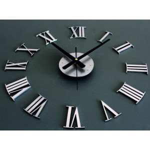 3D Sticker Wall Clock Metal Roman Numerals.