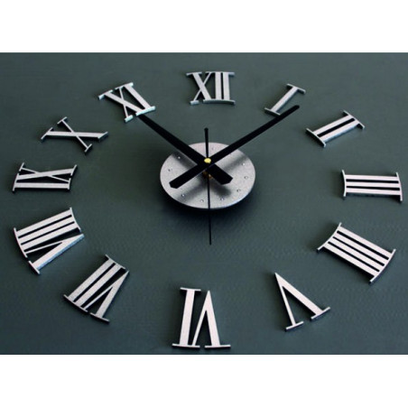 3D Adhesive wall clock metal Roman numerals.