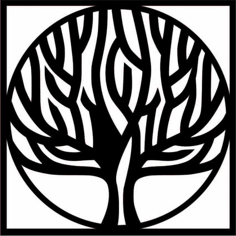 Wooden wall picture tree in frame UASVED