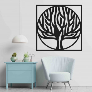 Stylesa - Wooden painting on a tree wall in a frame...