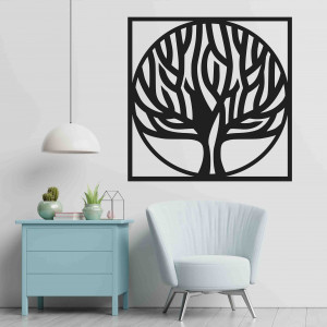 Wooden wall picture tree in frame UASVED