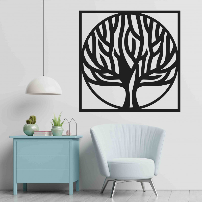 Wooden wall picture tree in frame UASVED