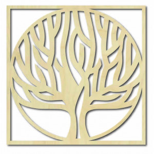 Wooden wall picture tree in frame UASVED 2