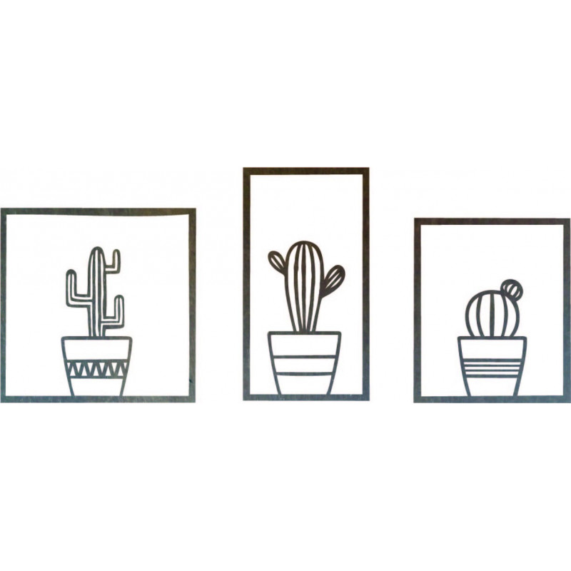 Stylish three-part wall picture - Cacti