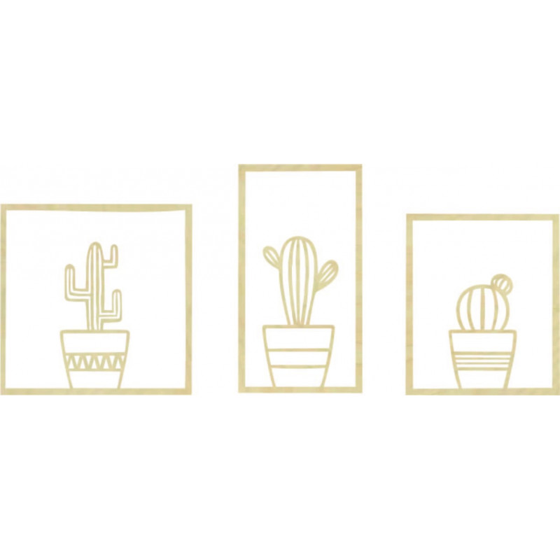 Stylish three-part wall picture - Cacti