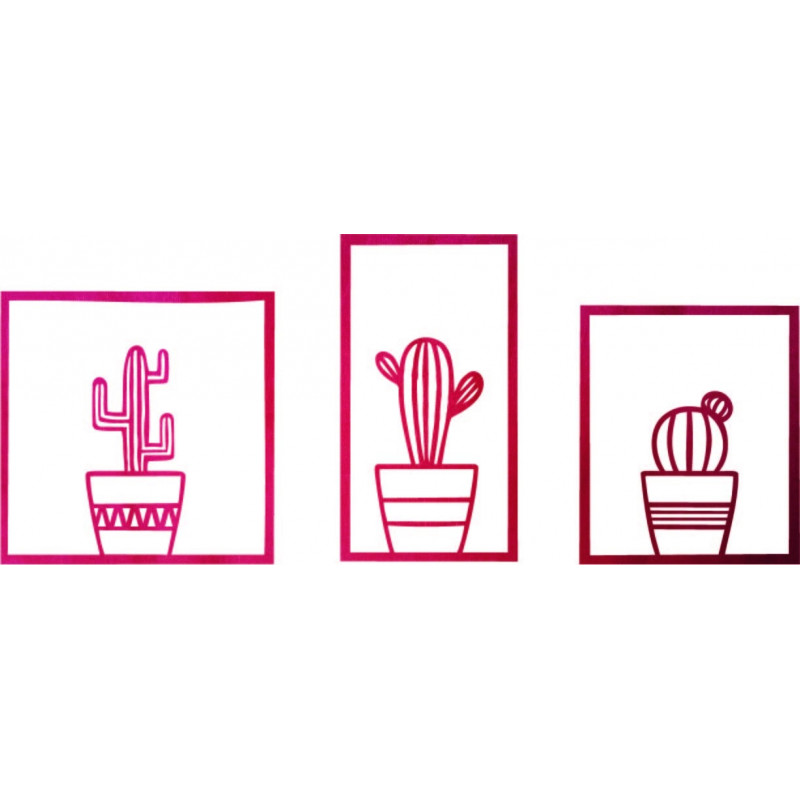 Stylish three-part wall picture - Cacti