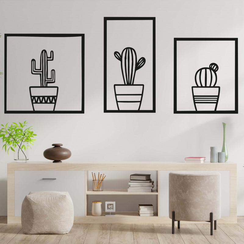 Stylish three-part wall picture - Cacti