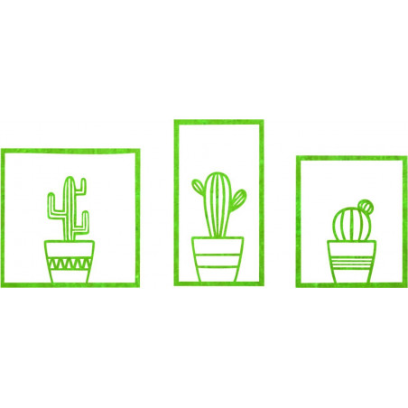 Stylish three-part wall picture - Cacti