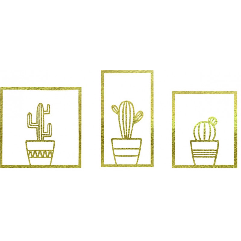 Stylish three-part wall picture - Cacti