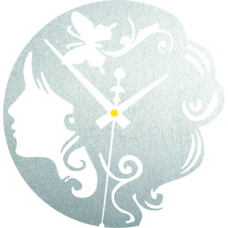 Wooden clock - lady with butterfly in her hair...