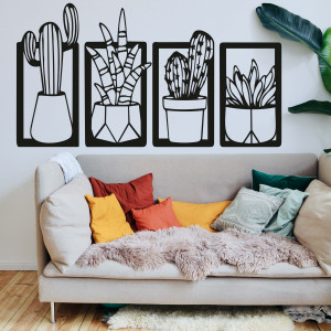 Four-part wall painting cacti - CACTACEAE