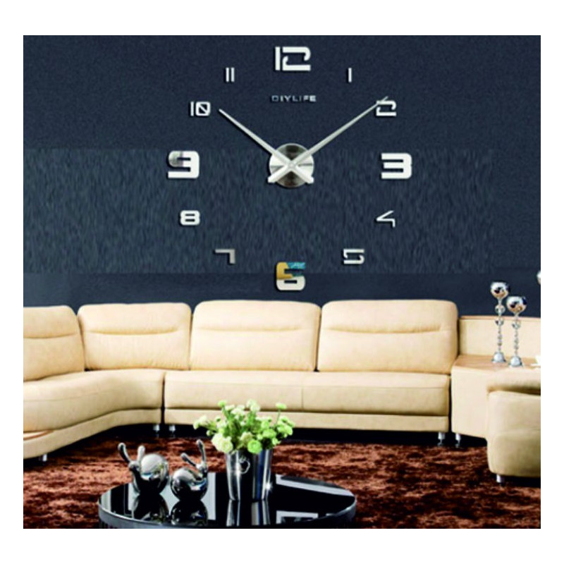 Adhesive mirror wall clock PROFI CLOCK 3D