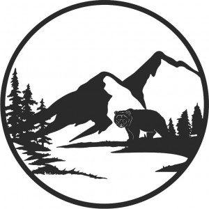 Wall painting forest and nature with bear motif 2