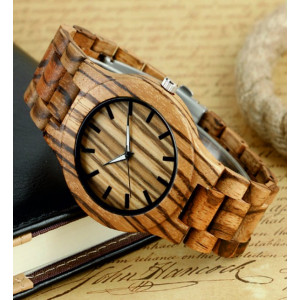 Tiedan Wooden wristwatch zebra pattern brown DH03
