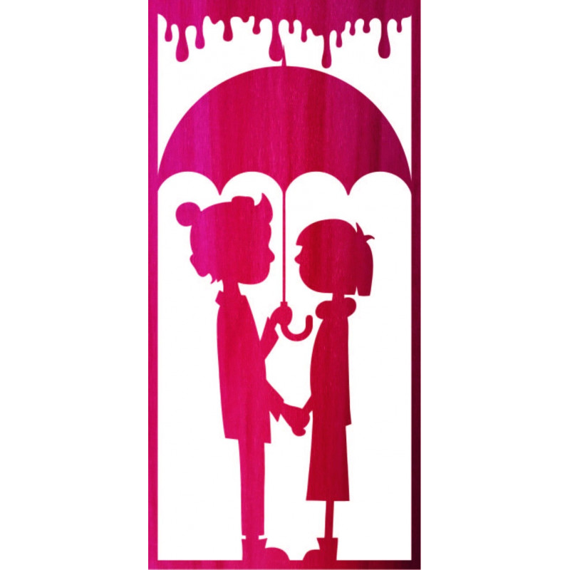 Romantic wall painting - Silhouette of a couple under an umbrella - KIESMET