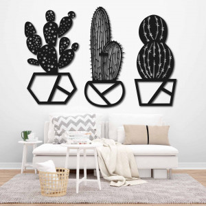 Three-part wall painting cactus - KUSLAR